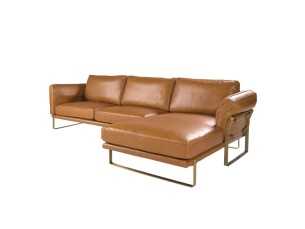 Right chaise longue sofa upholstered in leather - AZZARO DR 2