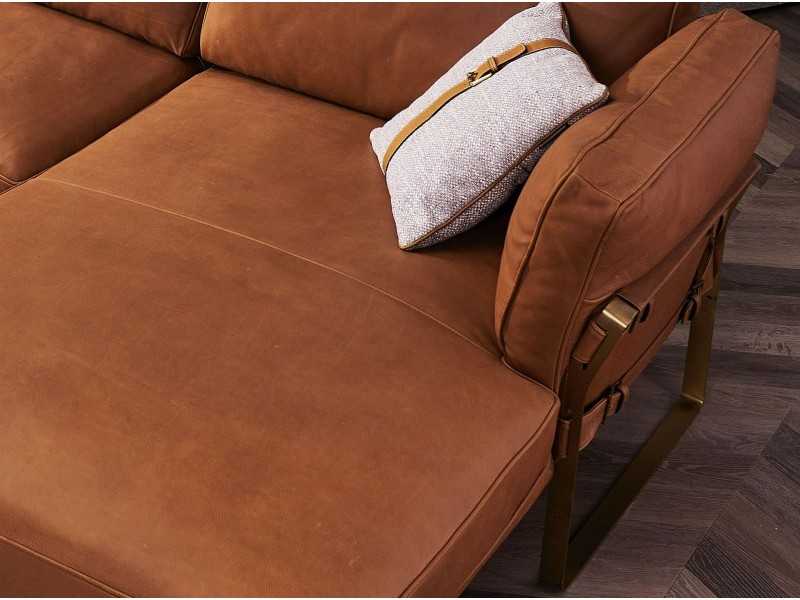 Right chaise longue sofa upholstered in leather - AZZARO DR