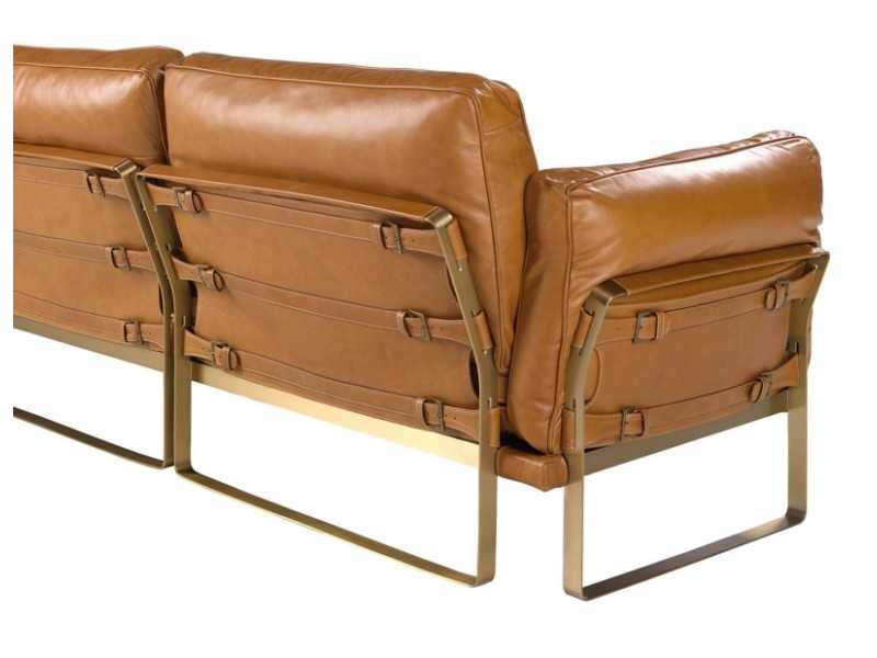 Canapé méridienne droite tapissé de cuir - AZZARO DR