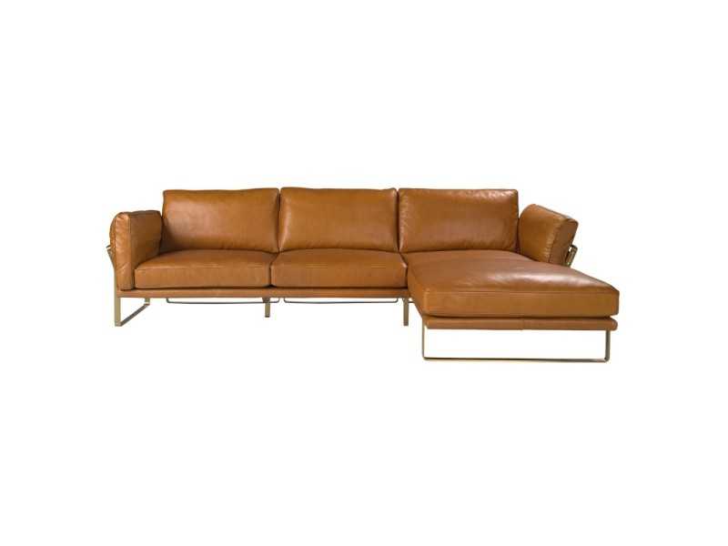 Right chaise longue sofa upholstered in leather - AZZARO DR