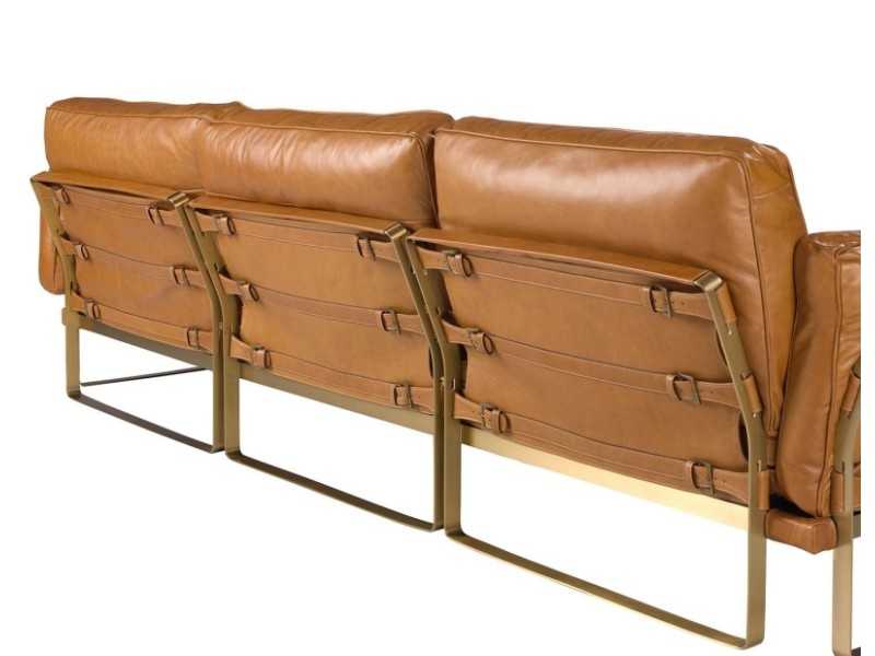 Canapé méridienne droite tapissé de cuir - AZZARO DR