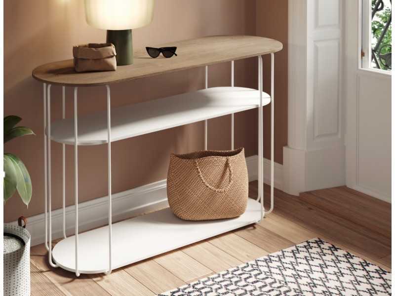 Designer console with lacquered stainless steel structure - LIGNES