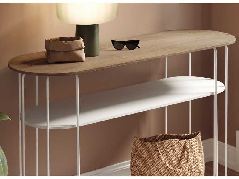 Designer console with lacquered stainless steel structure - LIGNES