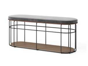 Banqueta de diseño tapizada con estructura en acero inoxidable lacado - LIGNES 2