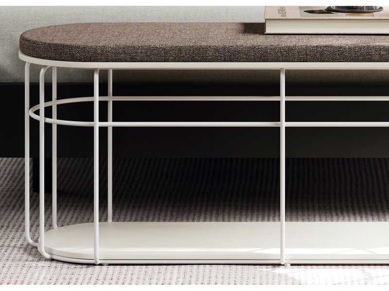 Banqueta de diseño tapizada con estructura en acero inoxidable lacado - LIGNES