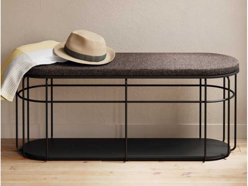 Banqueta de diseño tapizada con estructura en acero inoxidable lacado - LIGNES