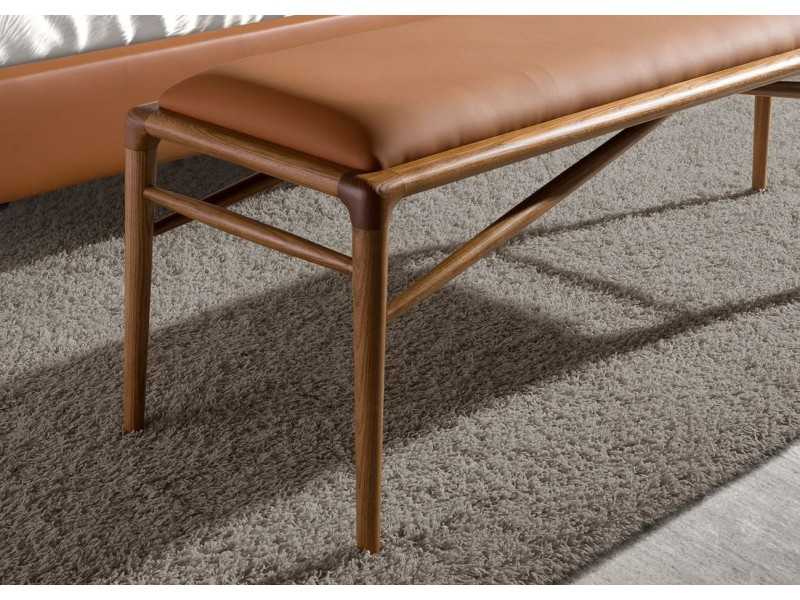 Banquette tapissé en cuir synthétique avec structure en noyer - ENMA