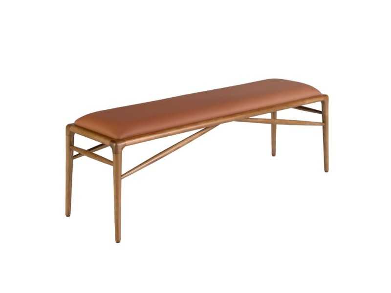 Banquette tapissé en cuir synthétique avec structure en noyer - ENMA