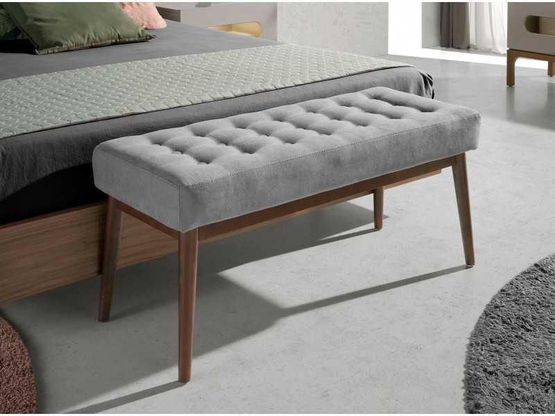 Banquette tapissé en tissu avec structure en noyer - ALDO