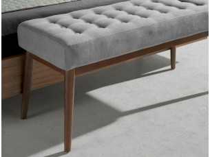 Banquette tapissé en tissu avec structure en noyer - ALDO 2