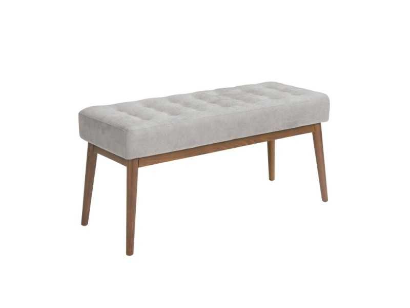 Upholstered fabric stool with walnut leg structure - ALDO