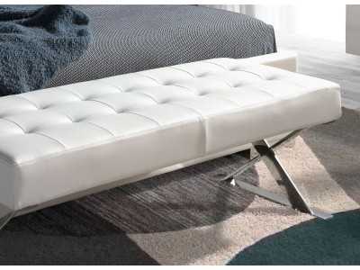 Bench upholstered in white synthetic leather with stainless steel legs - ALBIS Bench upholstered in white synthetic leather with stainless steel legs - ALBIS