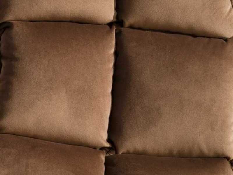 Upholstered design ottoman with walnut base - PATMOS