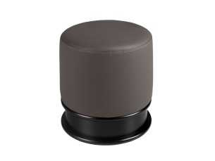 Designer pouf upholstered in synthetic leather and glossy black lacquered base - ANEESA 2