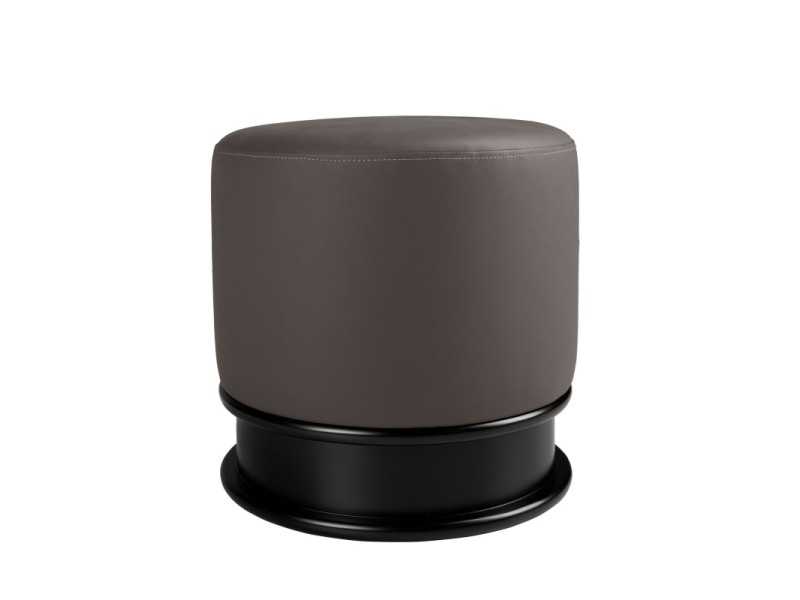 Pouf de diseño tapizado en piel sintética y base lacada negro brillo - ANEESA