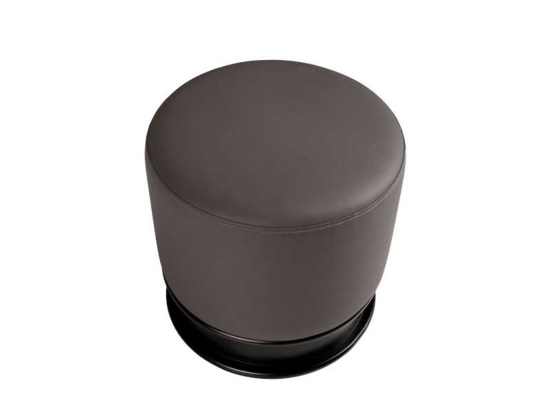 Pouf de diseño tapizado en piel sintética y base lacada negro brillo - ANEESA