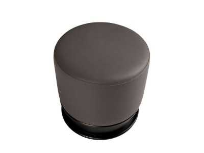 Designer pouf upholstered in synthetic leather and glossy black lacquered base - ANEESA