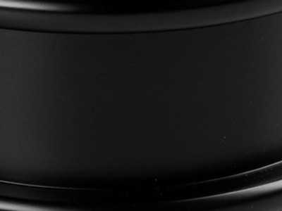 Designer pouf upholstered in synthetic leather and glossy black lacquered base - ANEESA