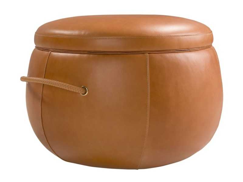 Pouf redondo en piel genuina - ANELLA A