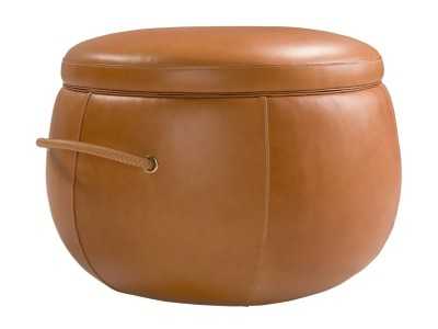 Pouf redondo en piel genuina - ANELLA A Pouf redondo en piel genuina - ANELLA A