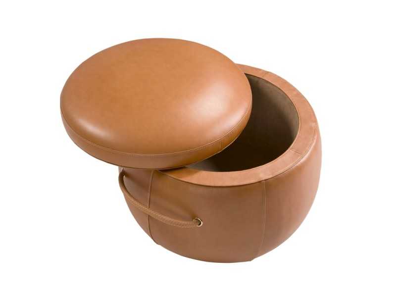 Pouf redondo en piel genuina - ANELLA A