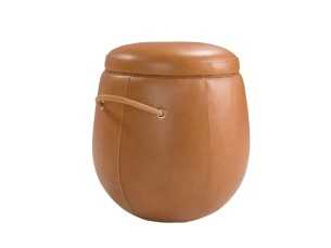 Round pouf in genuine leather - ANELLA B 2