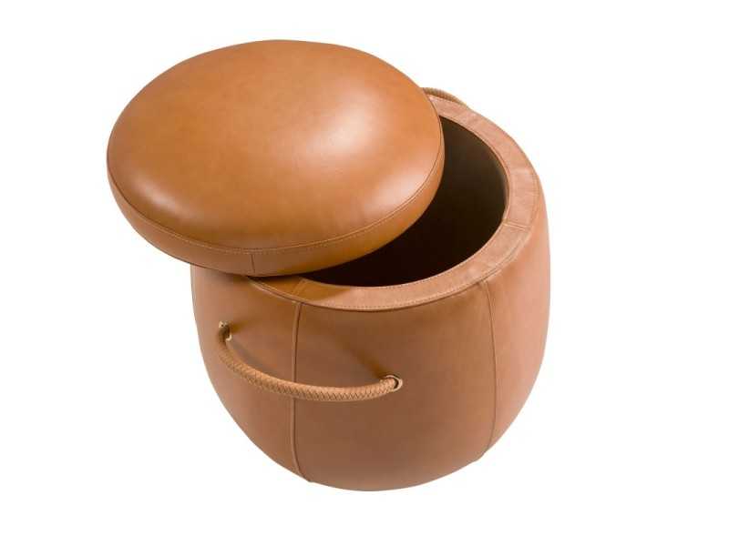 Pouf redondo en piel genuina - ANELLA B