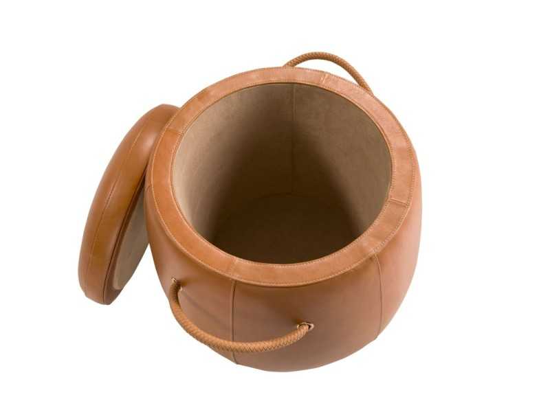 Pouf redondo en piel genuina - ANELLA B