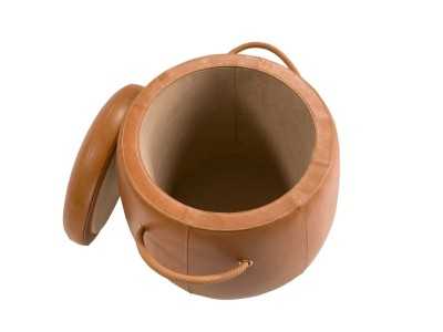 Pouf redondo en piel genuina - ANELLA B Pouf redondo en piel genuina - ANELLA B