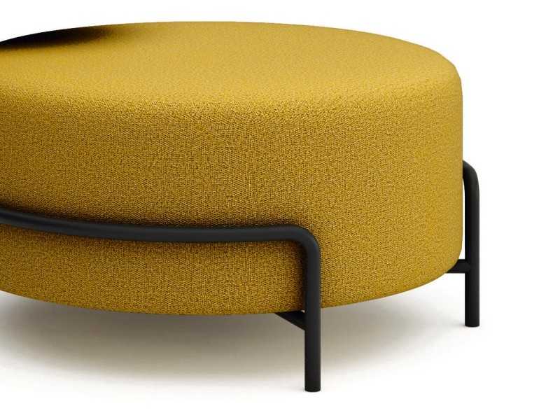Upholstered round pouf with stainless steel structure and tray - AMIENS RD