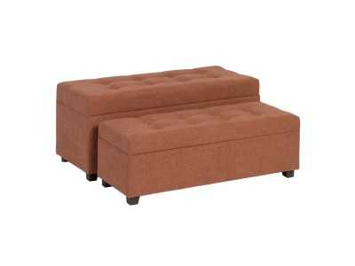 Ensemble de 2 banquettes- coffre tapissé de tissu tuile - ÁNCORA TEJA