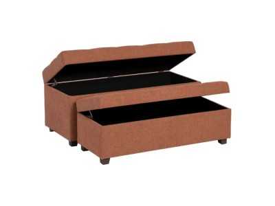 Ensemble de 2 banquettes- coffre tapissé de tissu tuile - ÁNCORA TEJA
