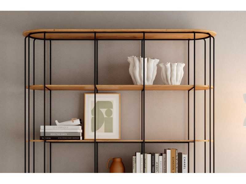 Estantería de diseño con estructura en acero inoxidable lacado - LIGNES A