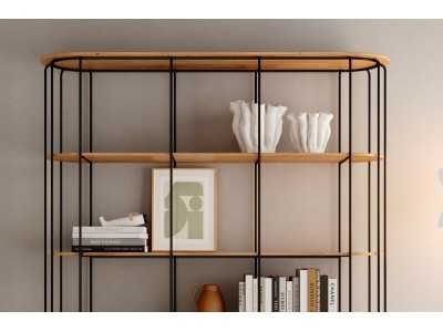 Estantería de diseño con estructura en acero inoxidable lacado - LIGNES A