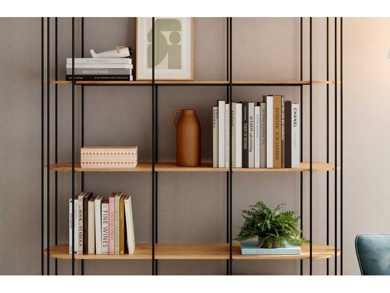 Designer shelving with lacquered stainless steel structure - LIGNES A