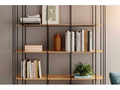Estantería de diseño con estructura en acero inoxidable lacado - LIGNES A