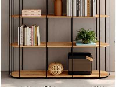 Estantería de diseño con estructura en acero inoxidable lacado - LIGNES A