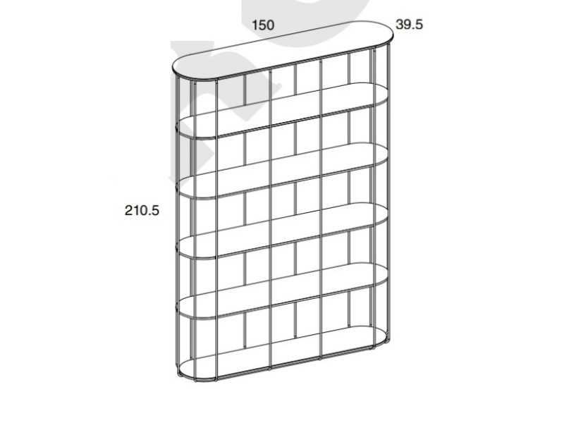 Designer shelving with lacquered stainless steel structure - LIGNES A