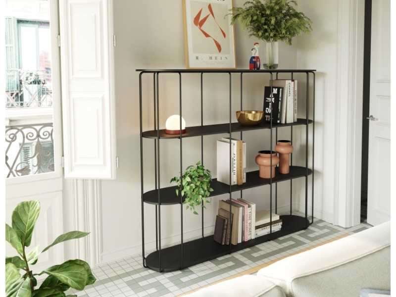 Designer shelving with lacquered stainless steel structure - LIGNES B