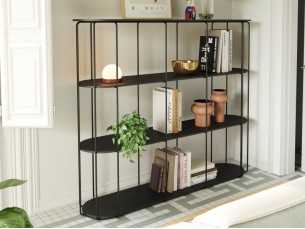 Designer shelving with lacquered stainless steel structure - LIGNES B 2