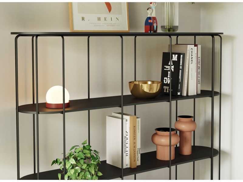 Designer shelving with lacquered stainless steel structure - LIGNES B