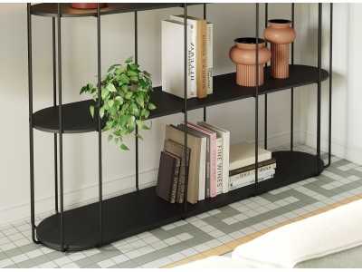 Estantería de diseño con estructura en acero inoxidable lacado - LIGNES B