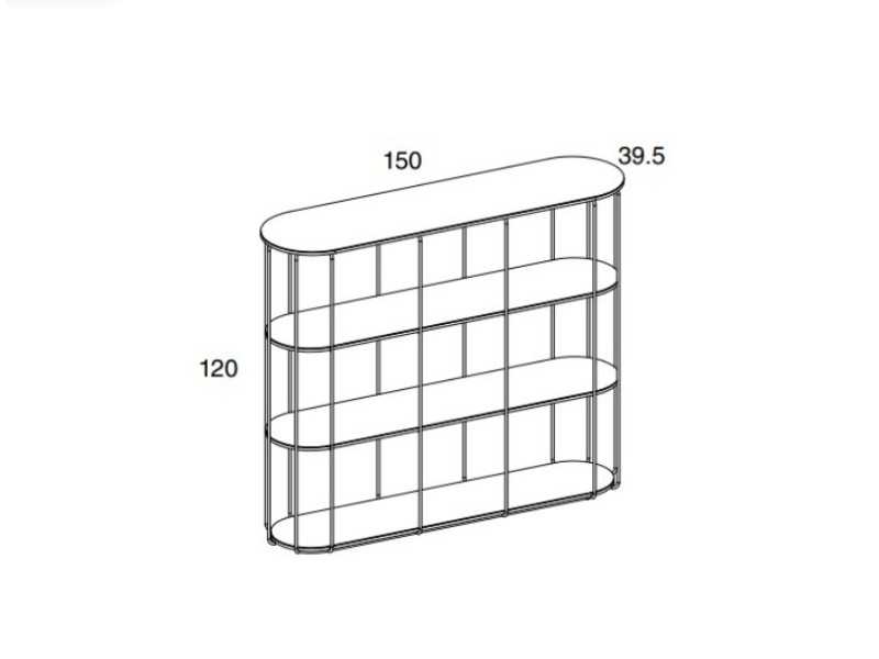 Estantería de diseño con estructura en acero inoxidable lacado - LIGNES B