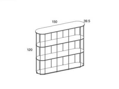 Estantería de diseño con estructura en acero inoxidable lacado - LIGNES B