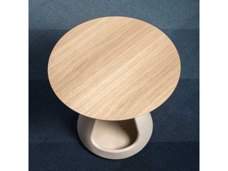 Side table with stoneware base and lacquered or laminated top - OTHONOI