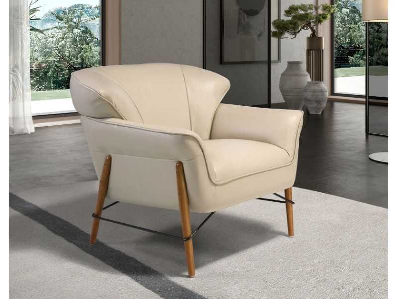 Modern design armchair upholstered in genuine leather - ARVID