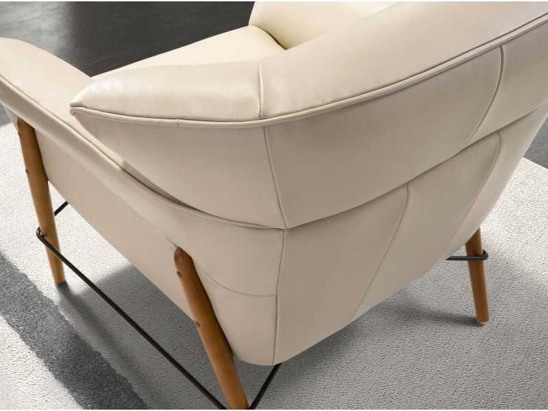 Fauteuil design moderne tapissé de cuir véritable - ARVID