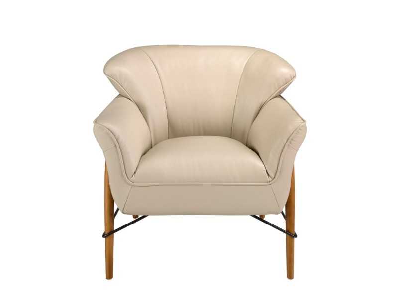 Modern design armchair upholstered in genuine leather - ARVID
