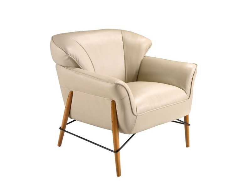 Modern design armchair upholstered in genuine leather - ARVID
