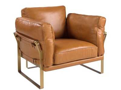 Designer armchair upholstered in genuine leather - AZZARO